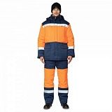 Костюм мужской утеплённый "Трасса" оранжевый/тёмно-синий (куртка и полукомбинезон)